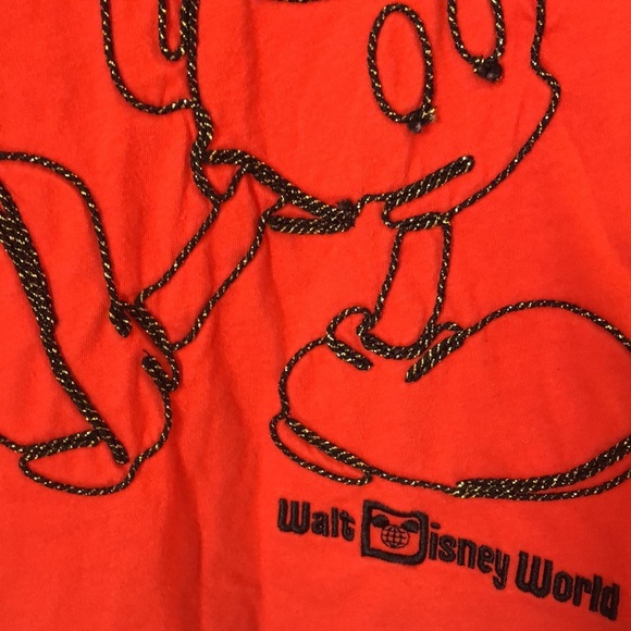 Disney Parks Tank Top Orange SZ XS Mickey Mouse Unique Embroidery and String - Picture 4 of 7
